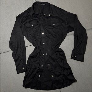 PRETTYLITTLETHING Black Button-Up Dress